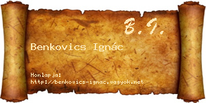 Benkovics Ignác névjegykártya